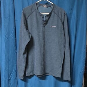 Columbia Teal Long Sleeve Henley Shirt